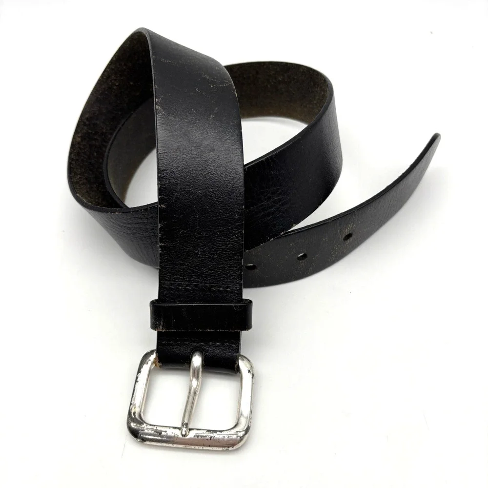 Vintage Y2K EXPRESS Black Genuine Leather Dress Belt M 31-36